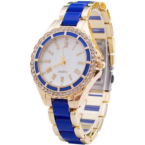 Femme Montre Tendance Quartz Métallique Bande Noir/Blanc/Bleu/Rouge Marque-