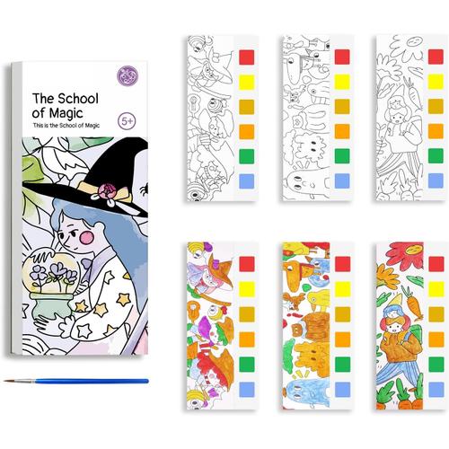 Livre D'images Aquarelle, Livre De Coloriage, Peinture Réutilisable Avec Livres D'eau Avec Pinceau Livre De Coloriage Doodle Palette De Poche Aquarelle Pour Enfant De 3 À 10ans(Magic Academy)