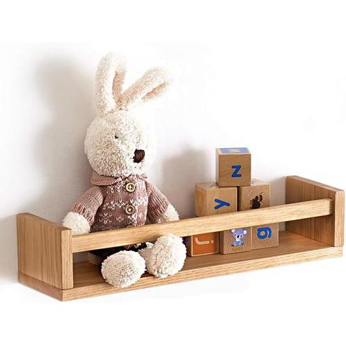 Flottante Bibliothèque Bois Pour Chambre D'enfant, Étagère Murale Bois Massif En Chêne Pour Maison, Bureau, Chambre, Salon, Salle De Bain, Cuisine (40 Cm)