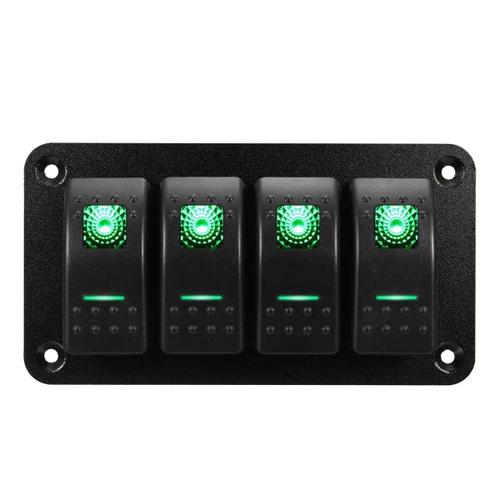 Green Commutateur De Voiture 12v-24v Rv Boat Yacht Marine Universal 4 Gang Led Rocker Switch Panel Ip65 Étanche (Couleur : Green)