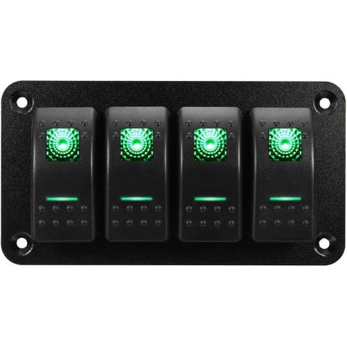 Green Voiture Commutateurs 12v-24v Rv Boat Yacht Marine Universal 4 Gang Led Rocker Switch Panel Ip65 Étanche (Couleur : Green)