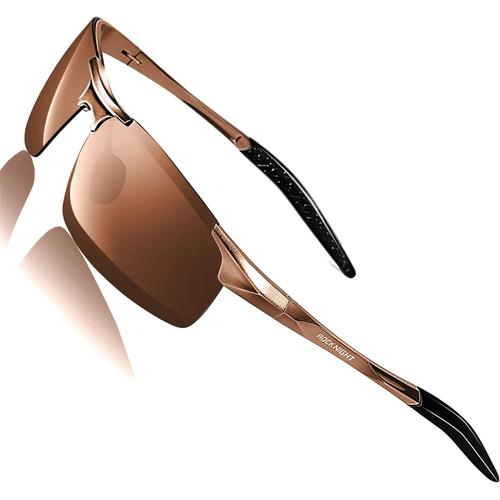 Coffee Frame/ Tea Lens(Not Mirrored) Conduite Lunettes De Soleil Polarisées Hommes Protection Uv Hd Golf Pêche Sports