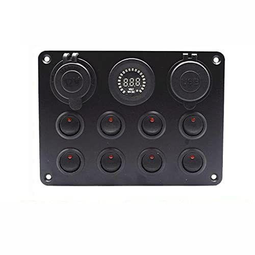 8 Gang Combination Switch Panel, 12v / 24v Abs Marine Boat Car Led Toggle On-Off Rocker Switch, Avec Lumière Led Rouge