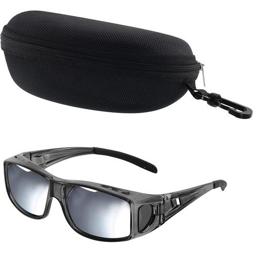 Surlunettes De Soleil Polarisées En Miroir Avec Etui Lunettes - Surlunette Solaire Antireflet Uv400 Pour Lunettes De Vue - Sur-Lunette De Soleil Homme Et Femme ¿ Pêche Et Golf