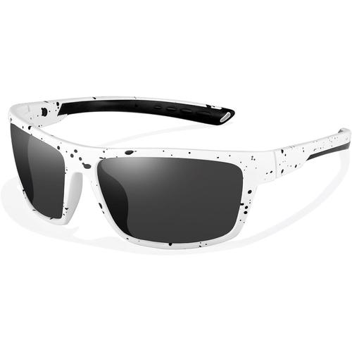 Monture À Pois Blancs - Verres Noirs Lunettes De Cyclisme Polarisées Pour Homme Lunettes De Soleil De Sport Enveloppantes Pour Bloquer La Protection Uv400