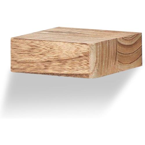 1 Lot De 1 Petite Étagère Flottante En Bois Massif, Aspect Rustique, Mini Étagère Murale Carrée En Bois Pour Petits Objets, Chambre À Coucher, Noir Carbonisé (1, 12,7 X 12,7 X 4,5 Cm)