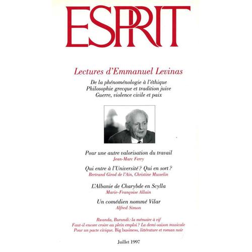 Esprit De Juillet 1997 - Lectures D'emmanuel Levinas  N° 7