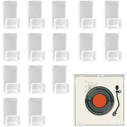 Support Mural Vinyle 15 Pcs Accroche Vinyle Mural Acrylique Porte Vinyle Mural Etagere Transparente Rangements Pour Cd Et Dvd, Transparentes