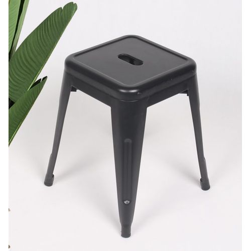 Kosmi - Tabouret En Métal Noir Mat, Tabouret Bas Hauteur 46cm