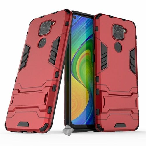 Housse Etui Coque Rigide Anti Choc Pour Xiaomi Redmi Note 9 + Verre Trempe - Rouge