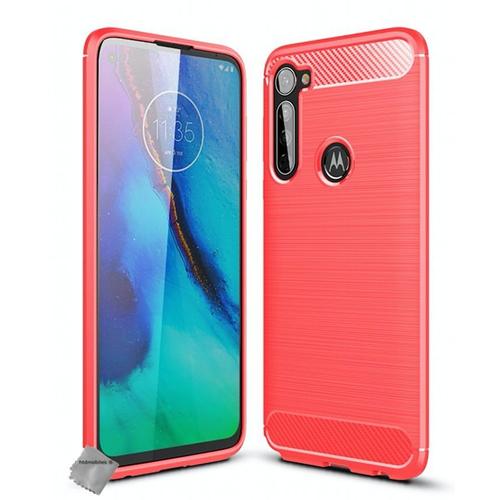 Housse Etui Coque Silicone Gel Carbone Pour Motorola Moto G Pro + Film Ecran - Rouge