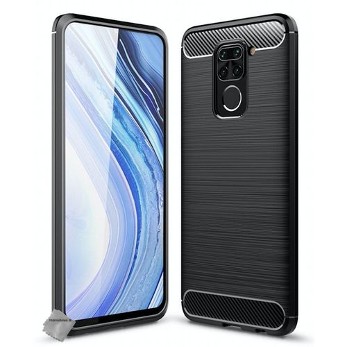Housse Etui Coque Silicone Gel Carbone Pour Xiaomi Redmi Note 9 + Film Ecran - Noir