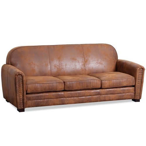 Paris Prix - Canapé Club Vintage "Balista" 195cm Marron