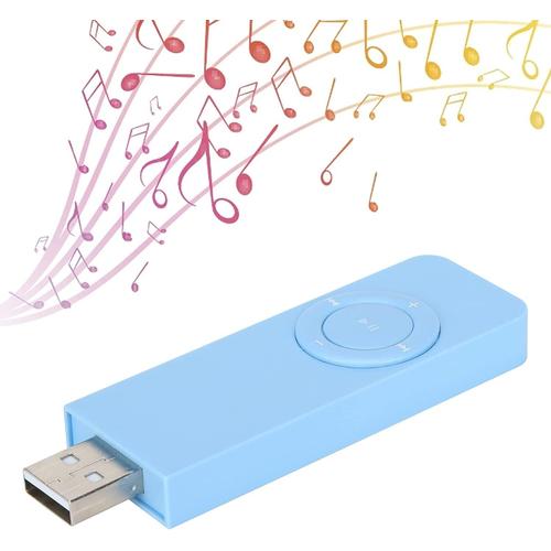 Lecteur MP3, Lecteur MP3 Portable avec Clé USB, Lecteur de Musique MP3 avec Son HiFi, Prend en Charge Jusqu'à 32 Go, 10 Heures de Temps de Lecture, 48 Heures de Temps de Veille(Bleu)