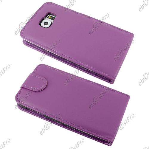 Ebeststar ® Film Verre Trempé Pour Samsung Galaxy S6 Sm-G920f, G920 Housse Simili Cuir À Clapet Coque Etui, Couleur Violet