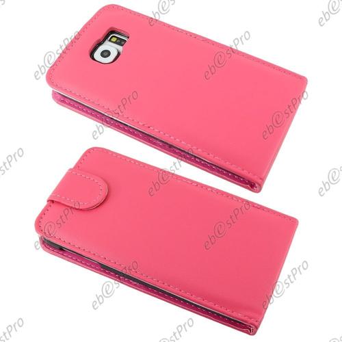 Ebeststar ® Housse Coque Etui Simili Cuir À Rabat Vertical Pour Samsung Galaxy S6 Sm-G920f, G920, Couleur Rose + Film Verre Trempé