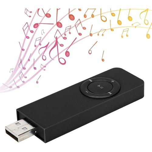 Lecteur MP3, Lecteur MP3 Portable avec Clé USB, Lecteur de Musique MP3 avec Son HiFi, Prend en Charge Jusqu'à 32 Go, 10 Heures de Temps de Lecture, 48 Heures de Temps de Veille(Le Noir)