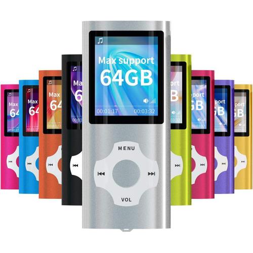 ¿ Digital, Compact et Portable Lecteur MP3/MP4 (Max Support 64 Go Carte Memory) avec Photo Viewer, E-Book Reader et Radio FM Enregistreur Vocal et vidéo vidéo en Argent