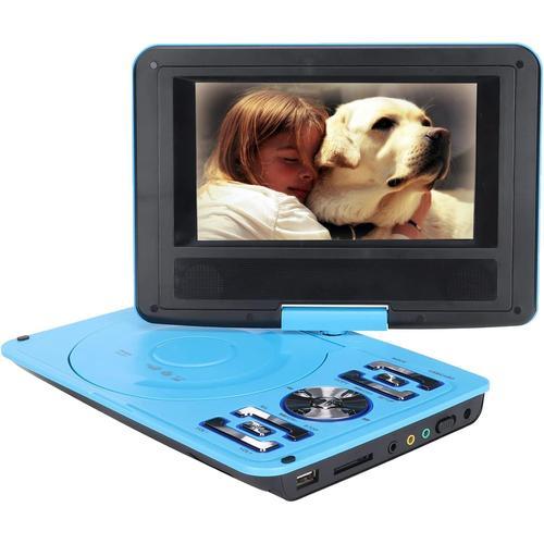 T opiky Lecteur DVD Portable, 6,8 Pouces HD/Rotation à 270 ° TV Mobile pour Enfants/récepteur Radio FM/Lecteur de Carte/Jeu Jeu, Batterie Intégrée 1500 MAh, Voiture la(UE-Bleu)