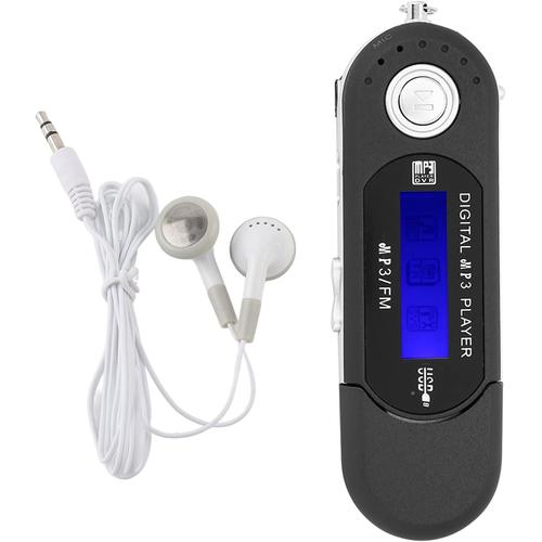 Lecteur MP3 avec écouteur, Lecteur de Musique Portable MP3 USB avec écran LCD Radio FM Carte Mémoire Vocale pour Marcher en Cours D'exécution (Le Noir)