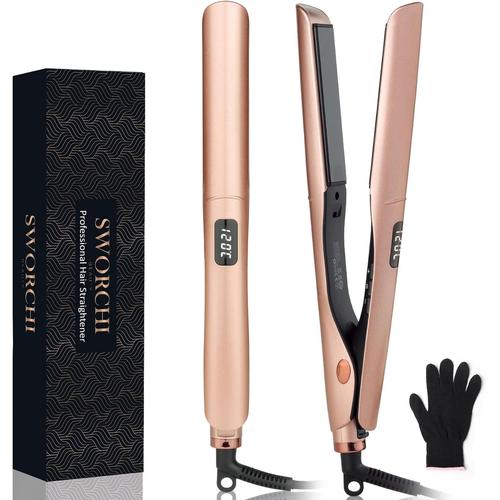 Lisseur Cheveux Professionnel Fer À Lisser Boucleur 2 En 1 Plaques De Céramique Tourmaline Avec Écran Lcd Température Réglable Pour Cheveux Courts Et Longs (Rose Gold)