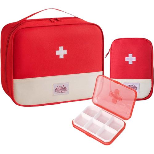 2 Pièces Trousse De Secours Vide, Trousse De Premiers Soins, Étanche Sac De Médecine Portable, Trousse Pharmacie Voyage, Pour Camping, Voyages, L'école Et La Maison 