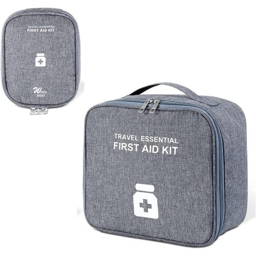 Lot De 2 Trousses De Premiers Secours De Voyage, Mini Trousse De Premiers Secours Portable, Sac D'urgence De Grande Capacité, Sac De Rangement De Médicaments Pour Le Bureau Et L'extérieur (Gris) 