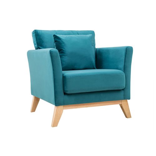 Fauteuil Scandinave Déhoussable Velours Bleu Pétrole Oslo