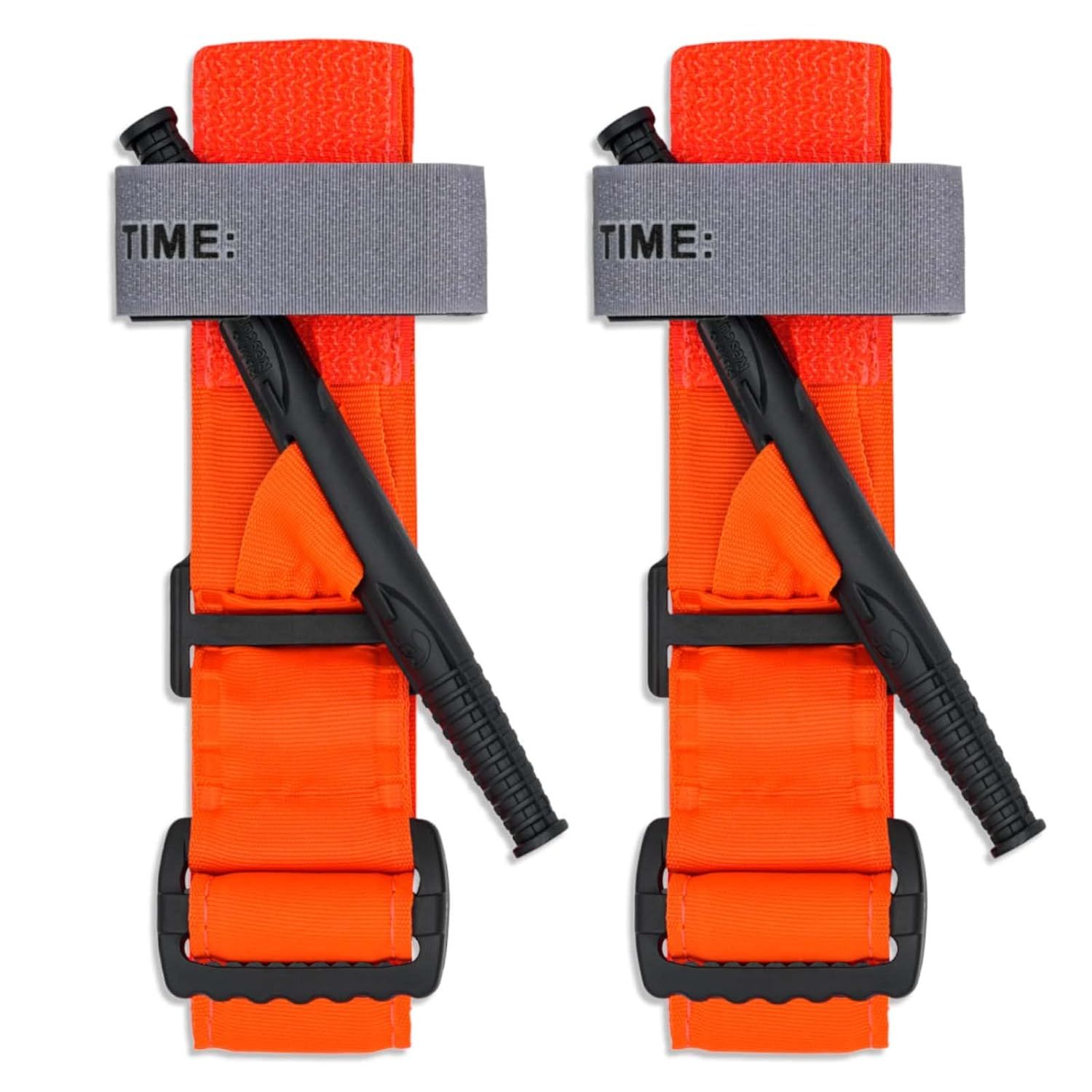 Tourniquet Médical À Une Main, Kit De Premiers Secours D'urgence, Pour Le Contrôle De La Perte De Sang, Emt Mil-Spec Tactical Avec Treuil En Plastique Orange (2 Pcs)