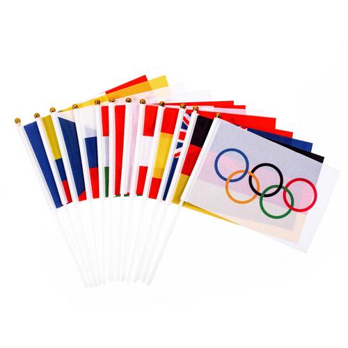 36Pcs Drapeau Olympique Petit, Drapeaux Jeux Olympiques 2024 avec Poteau Blanc, Drapeaux Jeux Olympiques 2024 Pour Jeux Olympiques