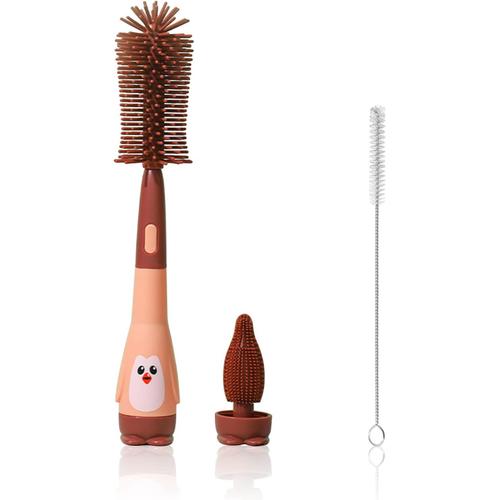 Goupillon Biberon, Brosse À Biberons Trois En Un, Brosse À Paille, Brosse À Tétine, Brosses À Biberons En Silicone Pour Le Nettoyage, Convient À Toutes Sortes De Biberons Et Tasses (Rouge)