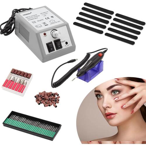 Ponceuse À Ongles, Lime À Ongles Électrique Professionnelle, Kit De Fraise Pour Manucure Et Pédicure, Vitesse Réglable Pour Ongles Acryliques, Ongles En Gel, Callus Removal, Gris, 20 000 Tr/Min 