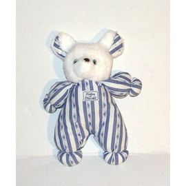 Doudou Souris Rayé Bleu Tartine Et Chocolat Peluche Souris 28 Cm