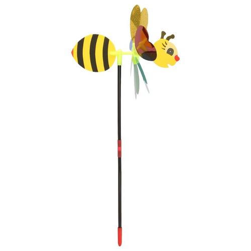 Bon66 1pc 3d Jaune Abeille Moulin À Vent Spinner Enfants Jouet Jardin Parc Décoration