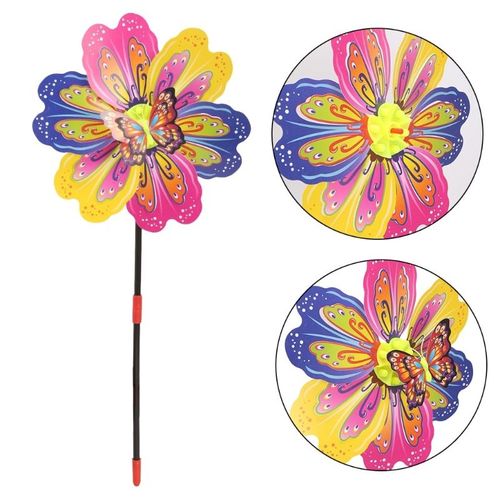Bon66 3d Papillon Fleur Moulin À Vent Vent Spinner Maison Jardin Cour Décoration Enfants Jouet Y4ud