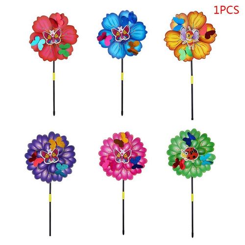 Bon66 3d Papillon Fleur Moulin À Vent Coloré Vent Spinner Jardin Cour Décoration Enfants Jouet