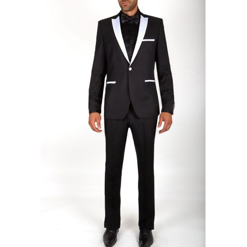 Smoking À Revers En Satin Noir Homme
