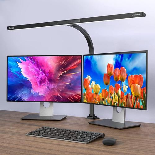 Noir 80cm Led Lampe De Bureau Dimmable, 24w Lampe De Table Puissante Avec Pince, Lumière Tactile Pour Lecture Gaming, Eclairage D'ordinateur À Col Flexible, Lampe D'architecte Protection Des Yeux