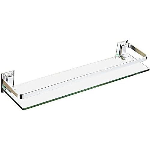 Hpll Étagère De Salle De Bain Étagère En Verre Fixée Au Mur Verre Trempé Avec Garde-Corps Espace Aluminium Finition Brossée Étagère En Verre (Size : 300 * 120 * 70mm)