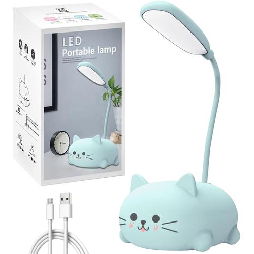 Lampe De Bureau Mignonne Lampe De Bureau Pour Enfants Mignon Chat Nocturne Légère De Bureau D'étude Légère Légère Usb 360 ° Lampe À Table Réglable Pour La Lecture De La Chambre Des Enfants