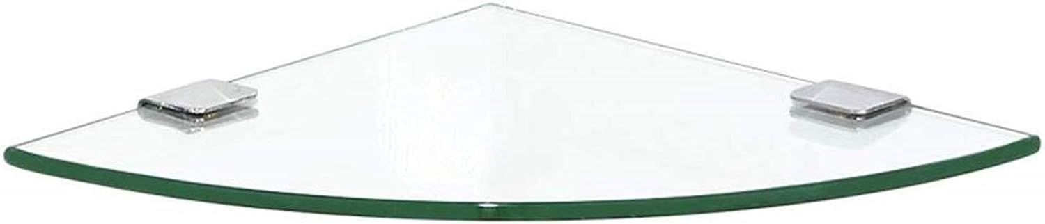 GCX- Salle de Bain Etagère Salle de Bain Triangle Verre Trempé Salle de Douche étagère en Forme d'éventail d'angle courbé Inoxydable Clou en Acier étanche (Size : 20cm)