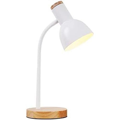 Blanc - Lampe De Bureau Argos | Design Avec Bois | Idéale Pour Bureau Et Chambre | Nécessite 1 Ampoule E-27 (Ampoule Non Incluse) (Blanc)