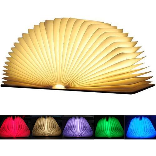 Blanc,Bleu,Rouge,Vert Rechargeable Livre Lampe Pliante, Mini Led Lampe De Livre Pliante 6 Changement De Couleur, Lumière Led Magnétique En Bois, Cadeau Lumières Décoratives, Lampe De Table, Lampe De