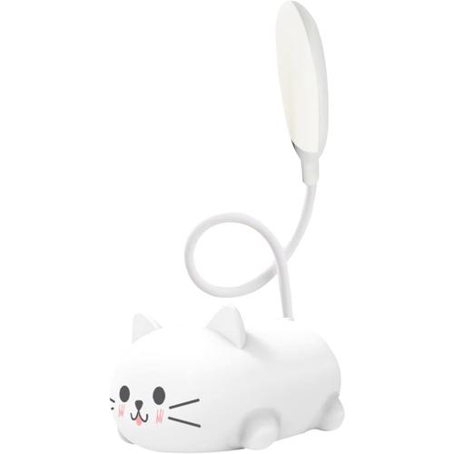 Chat Blanc Lecture Pour Chat - Veilleuse Chat | Protection Des Yeux D'apprentissage D'étudiant Rechargeable Par Usb, Lecture Dessins Animés, Petite Bureau Pour Le Kot-Fr