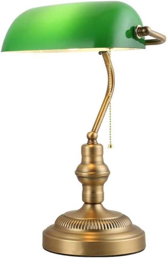 Vert Barcelonaled Lampe De Table Et De Bureau Style Banquier Vintage Rétro Avec Abat-Jour Verre Vert Et Laiton Pour Ampoule E27 Led Salon Tête De Lit Banquier Américain