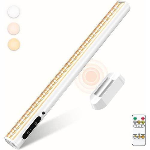 Blanc Reglette Led Cuisine Sans Fil, 4000mah Lampe De Bureau Rechargeable Usb, Lumiere Magnétique Avec Télécommande, Eclairage Murale Pour Placard, Tableau, Miroir, Armoire, Bibliothèque