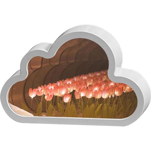 Veilleuse miroir tulipe, 2 en 1 à faire soi-même, lampe de table tulipe à LED, lampe de table tulipe faite à la main, décoration pour couple, amis, famille, cadeau de festival (produit fini)