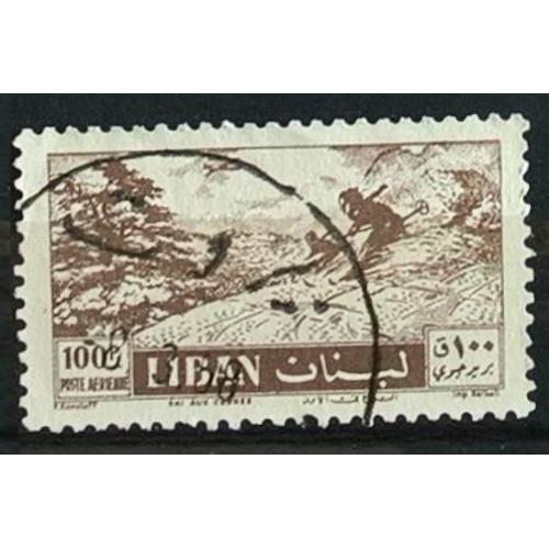 Liban, Timbre-Poste Aérienne Y & T N° 142 Oblitéré, 1957 - Ski Alpin