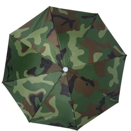 Camouflage Parapluie De Soleil, 65 Cm De Protection Solaire Pare-Vent Parapluie Monté Sur La Tête Parapluie De Chapeau Pliant