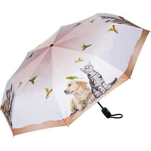 ® Parapluie De Poche Résistant Au Vent Ouverture Et Fermeture Automatique Pliant Mini Légèrement Stable Chien Chat Oiseau Faune